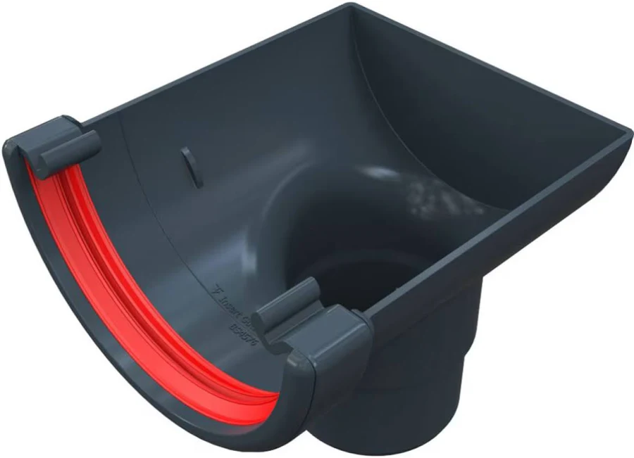 Stop End Outlet Half Round Anthracite Grey